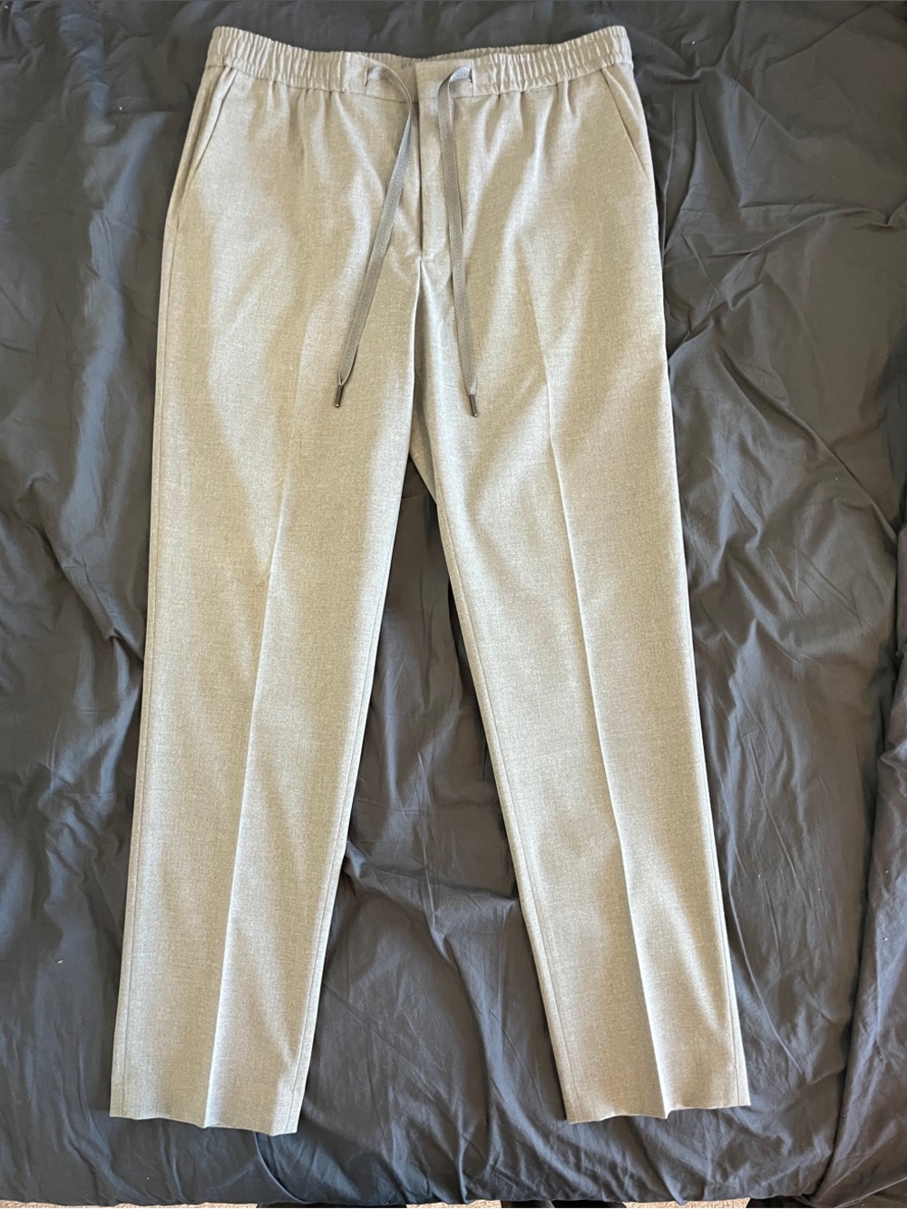 Express Men's Slim Drawstring Pants - Light Gray